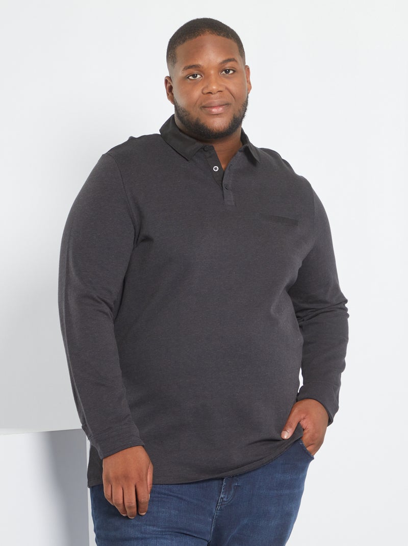 Polo com colarinho de camisa Preto - Kiabi