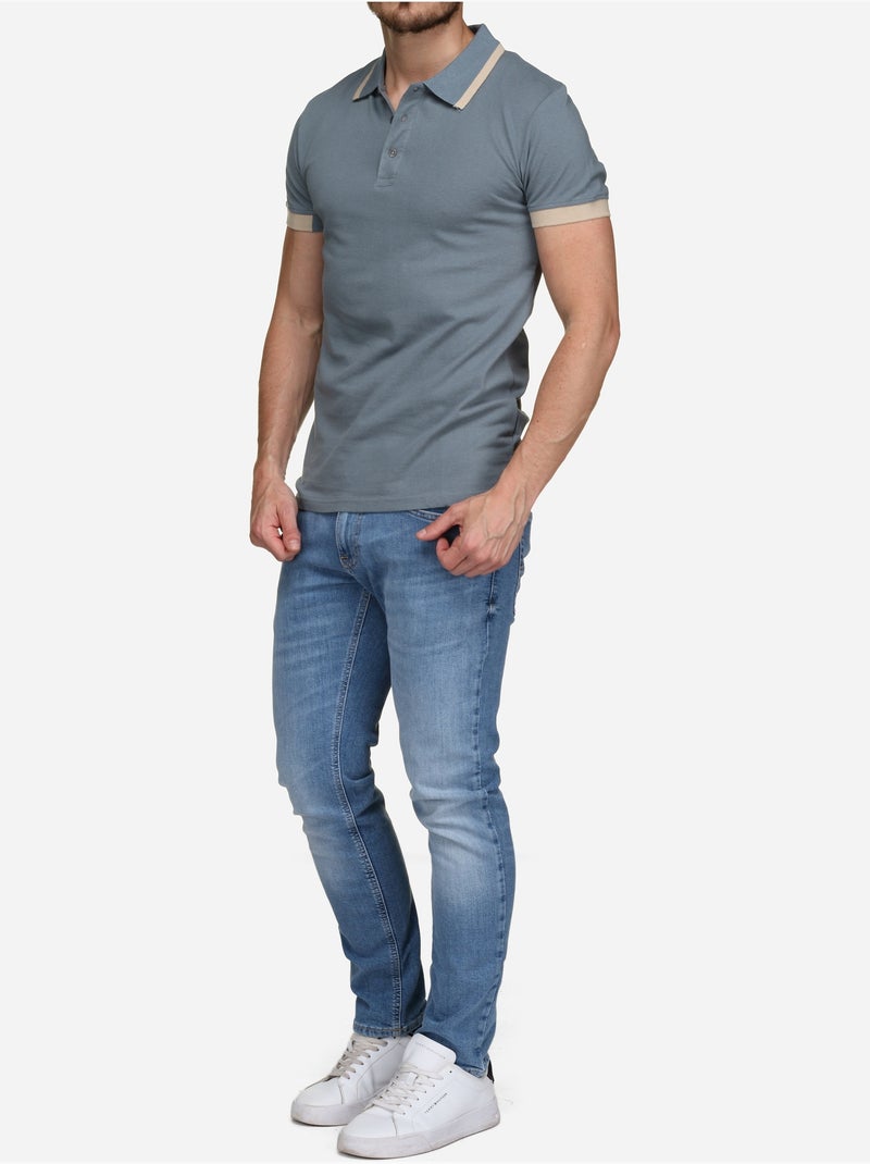 Polo com debrum - Bill Tornade Azul-acinzentado - Kiabi