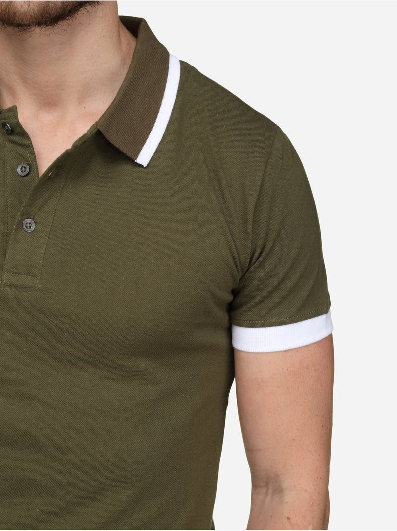 Polo com debrum - Bill Tornade Preto Cáqui - Kiabi