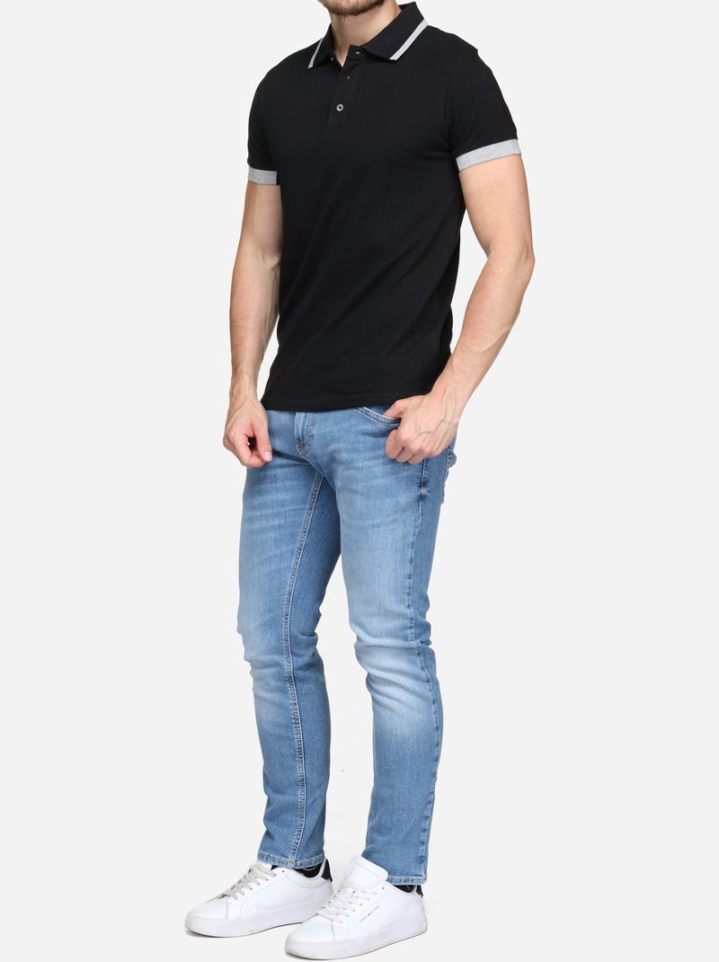 Polo com debrum - Bill Tornade Preto - Kiabi