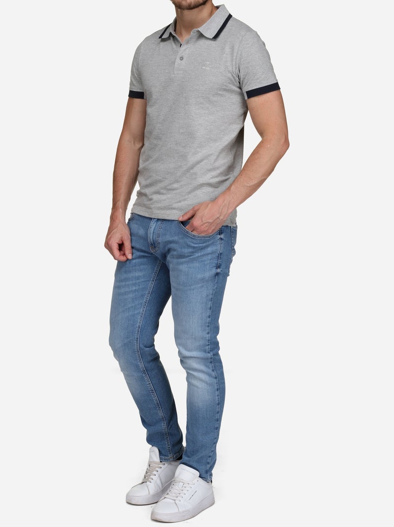 Polo com debrum - Torrente Cinza-preto - Kiabi