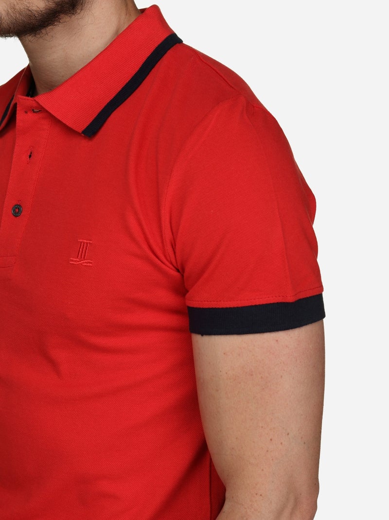 Polo com debrum - Torrente Preto Vermelho - Kiabi