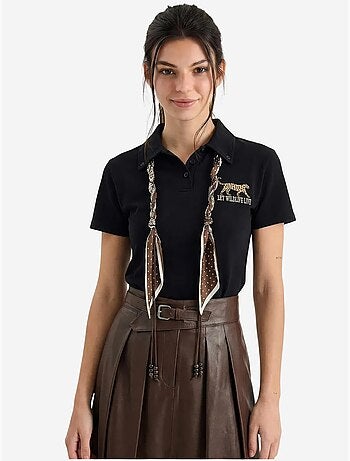 Polo com estampado de texto bordado lucci