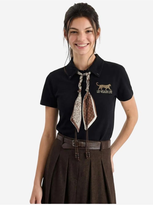 Polo com estampado de texto bordado lucci - Kiabi