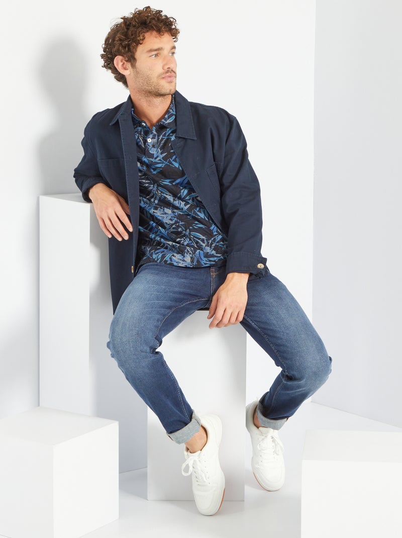 Polo com estampado 'tropical' AZUL - Kiabi