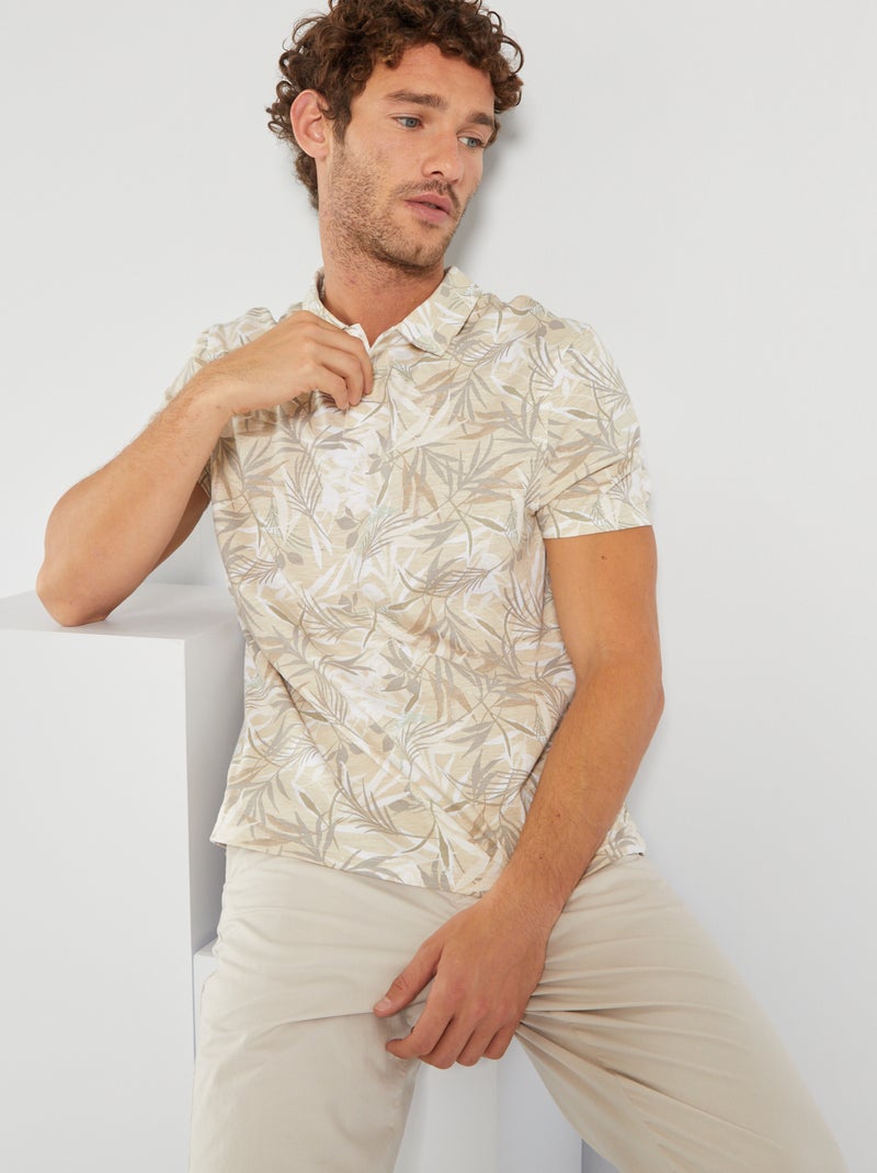 Polo com estampado 'tropical' BRANCO - Kiabi