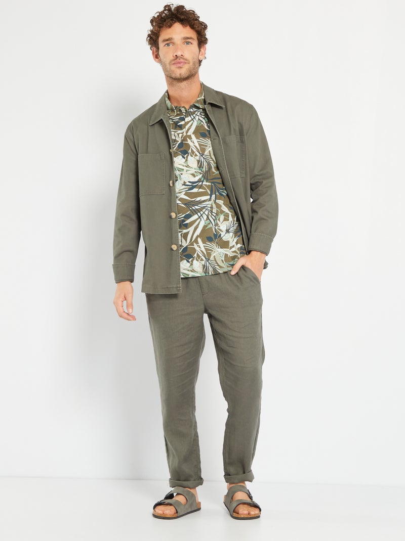 Polo com estampado 'tropical' CAQUI - Kiabi