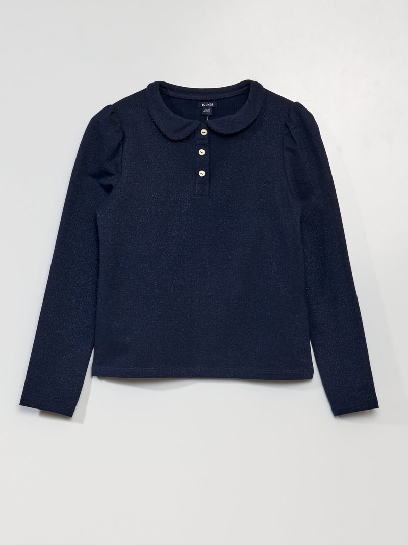 Polo com fios brilhantes AZUL - Kiabi