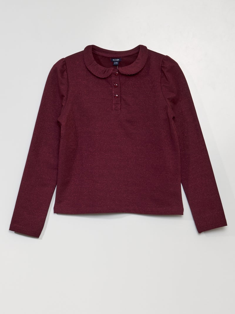 Polo com fios brilhantes VERMELHO - Kiabi