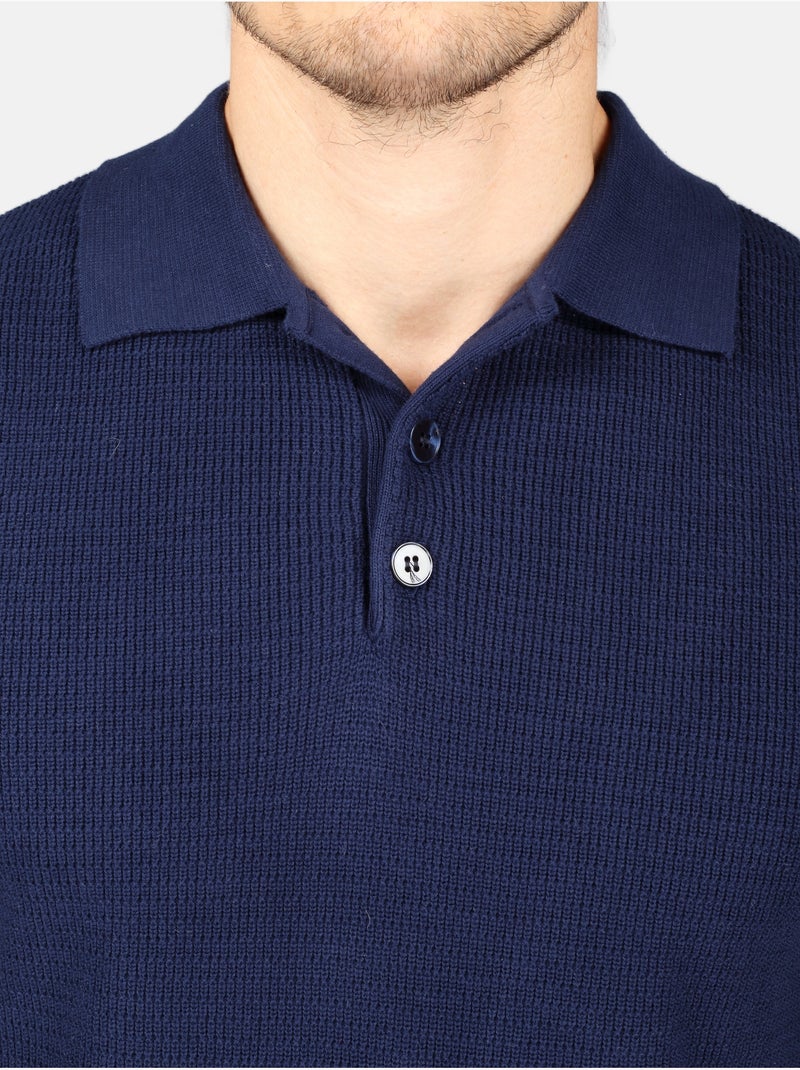 Polo com gola abotoada - Kenzarro Azul escuro - Kiabi
