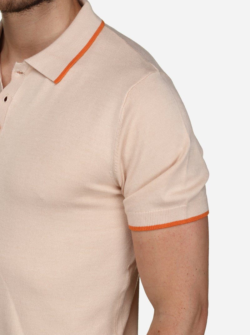 Polo com gola com debrum - Bill Tornade Bege claro - Kiabi