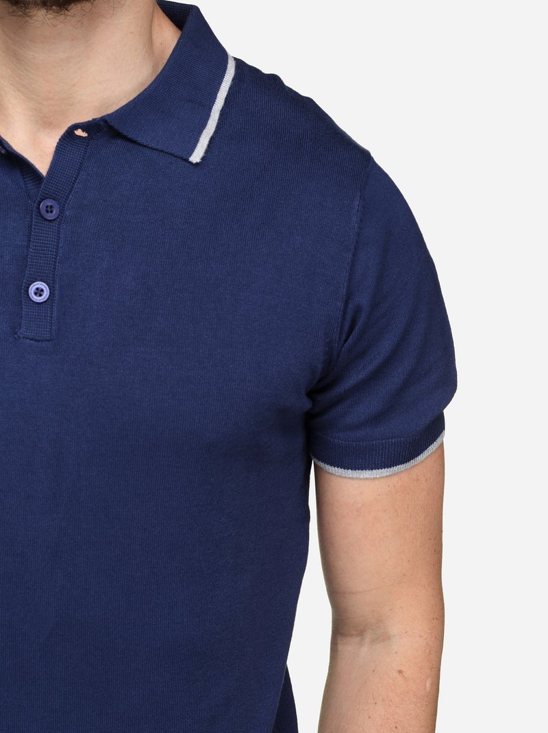 Polo com gola com debrum - Bill Tornade Branco Azul - Kiabi