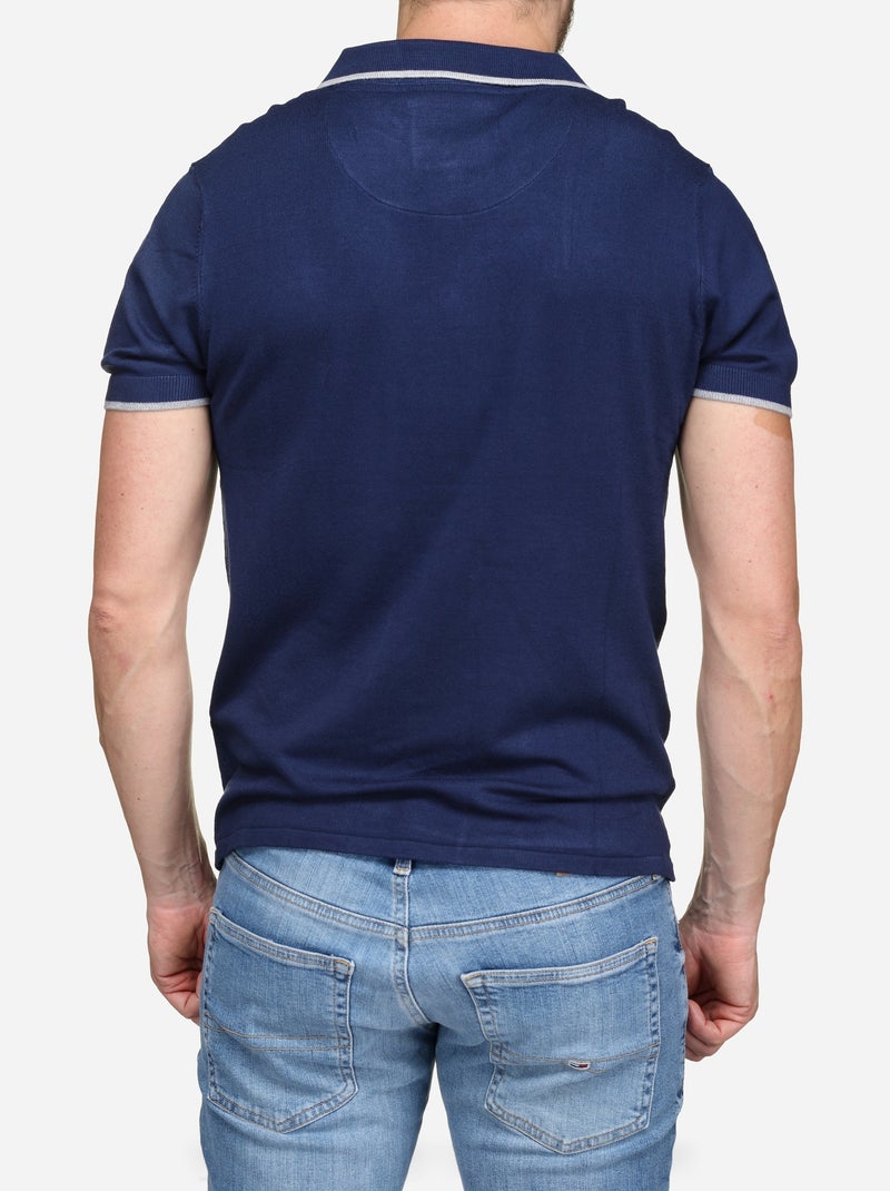Polo com gola com debrum - Bill Tornade Branco Azul - Kiabi