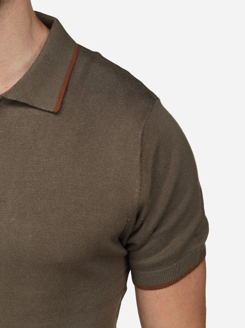 Polo com gola com debrum - Bill Tornade Cáqui - Kiabi