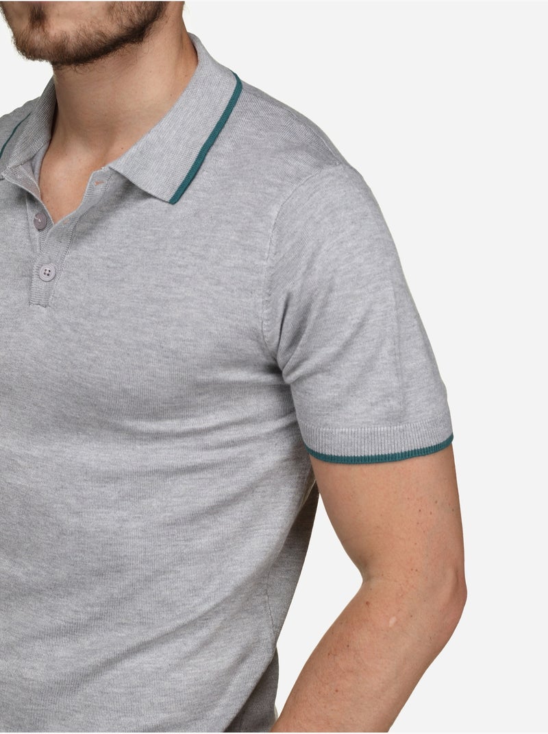 Polo com gola com debrum - Bill Tornade Cinza-verde azul - Kiabi