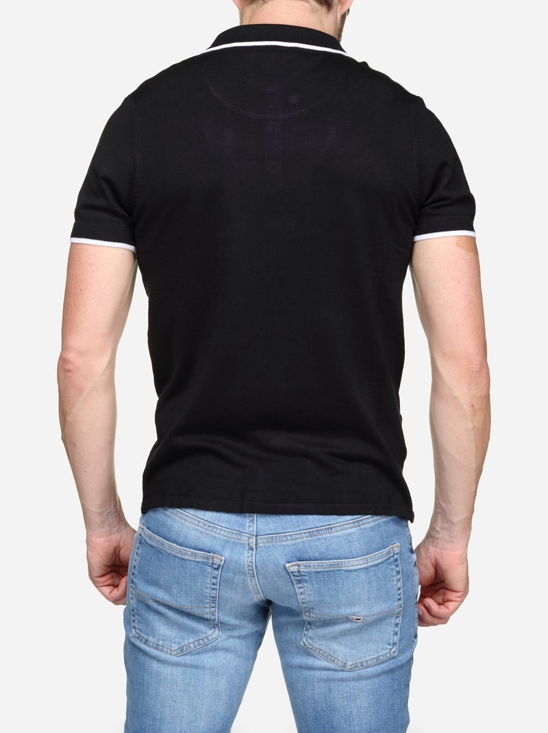 Polo com gola com debrum - Bill Tornade Preto - Kiabi