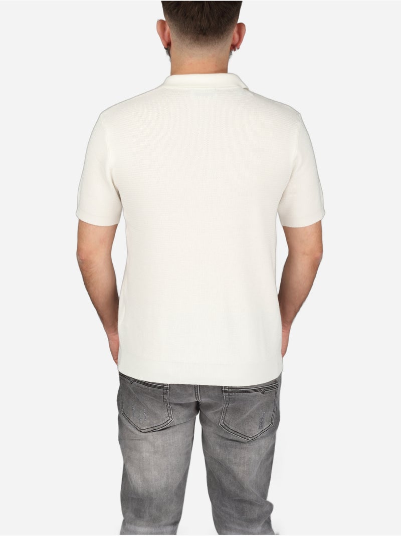 Polo com gola com fecho - Frilivin Branco - Kiabi