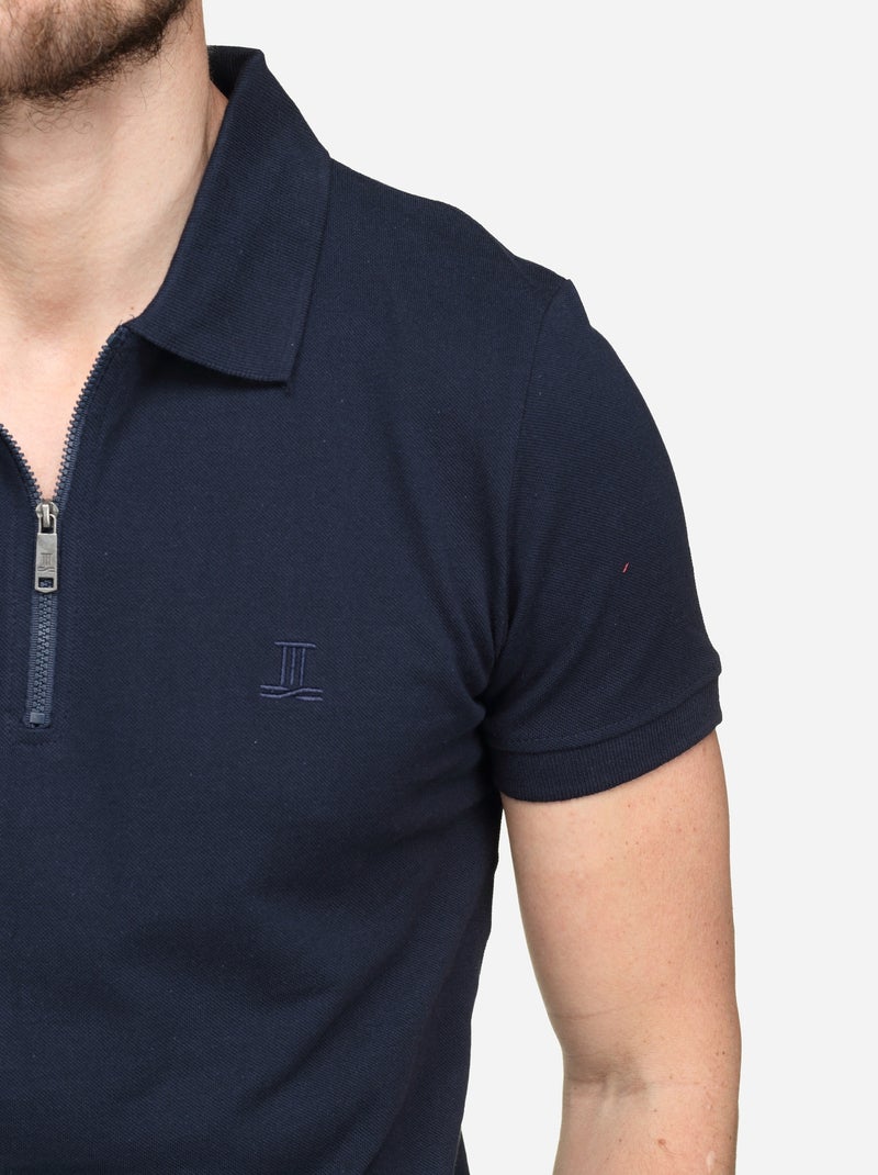 Polo com gola com fecho - Torrente Azul escuro - Kiabi