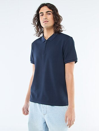 Polo com gola com zíper