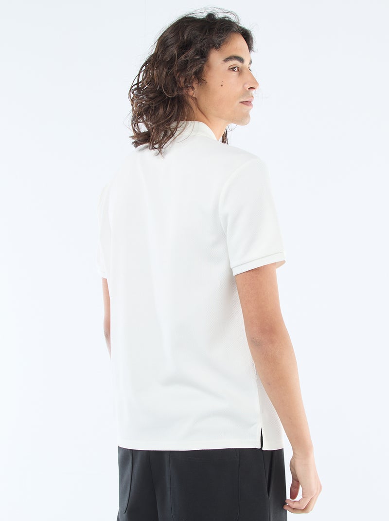 Polo com gola com zíper Branco - Kiabi