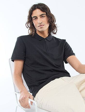 Polo com gola com zíper