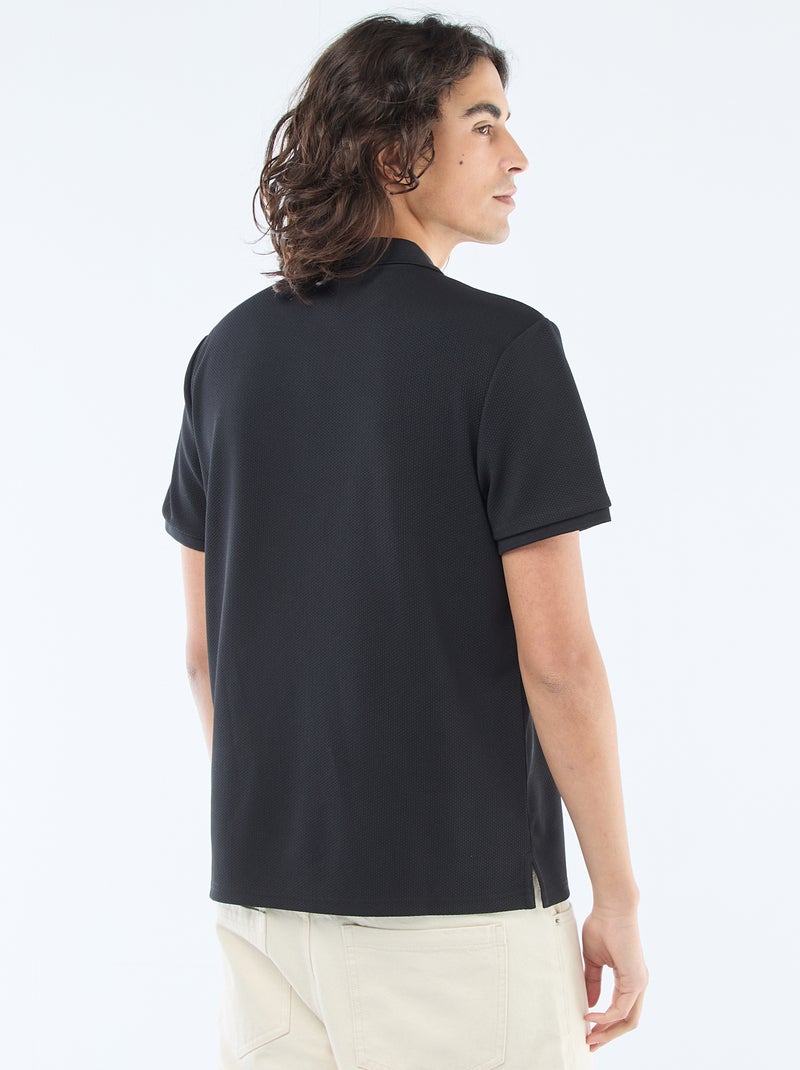 Polo com gola com zíper Preto - Kiabi