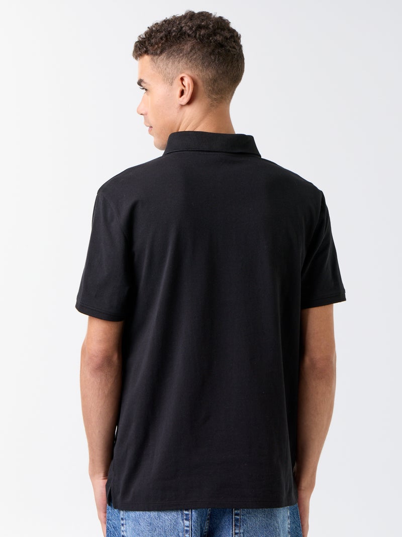 Polo com gola de fecho Preto - Kiabi
