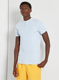 Polo com gola mao em piqué de algodão - Kiabi