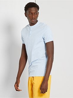 Polo com gola mao em piqué de algodão - Kiabi