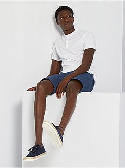 Polo com gola mao em piqué de algodão - Kiabi