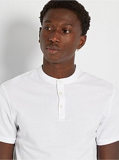 Polo com gola mao em piqué de algodão - Kiabi