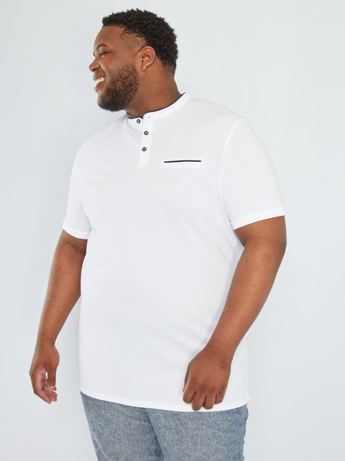 Polo com gola mao em piqué de algodão - Kiabi