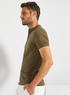 Polo com gola mao em piqué de algodão - Kiabi