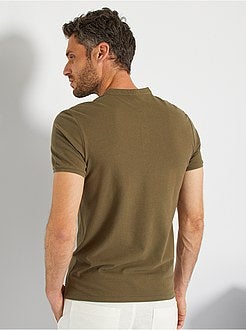 Polo com gola mao em piqué de algodão - Kiabi