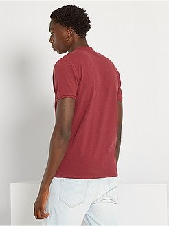 Polo com gola mao em piqué de algodão - Kiabi