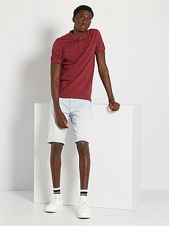 Polo com gola mao em piqué de algodão - Kiabi