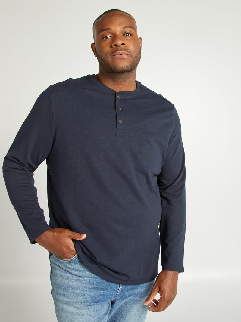 Polo com gola tunisina AZUL - Kiabi