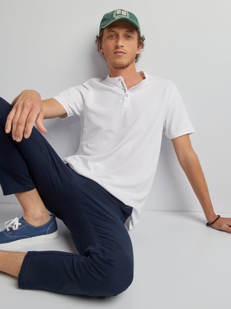 Polo com gola tunisina Branco - Kiabi