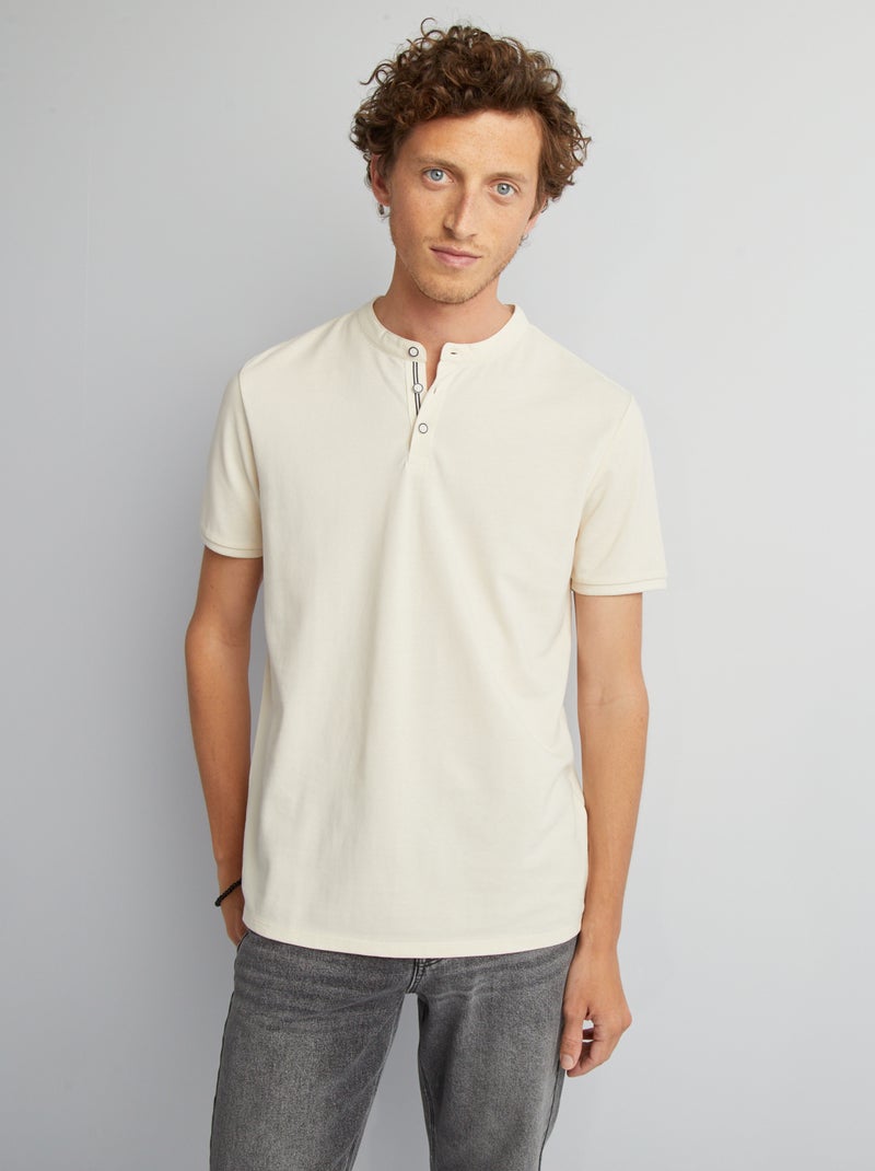 Polo com gola tunisina BRANCO - Kiabi