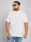 Polo com gola tunisina de manga curta Branco - Kiabi