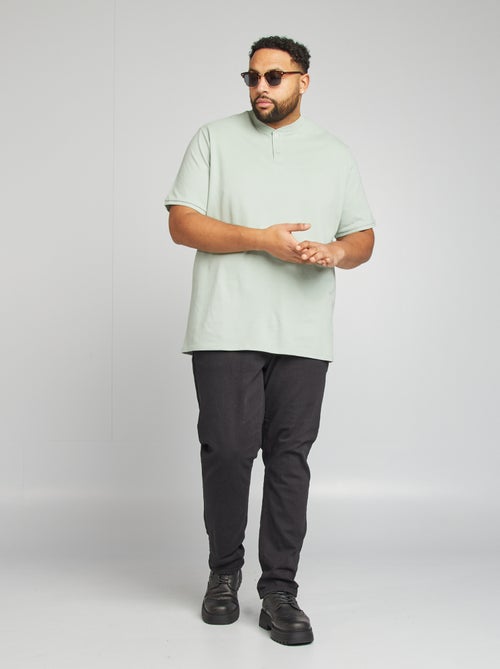 Polo com gola tunisina de manga curta - Kiabi