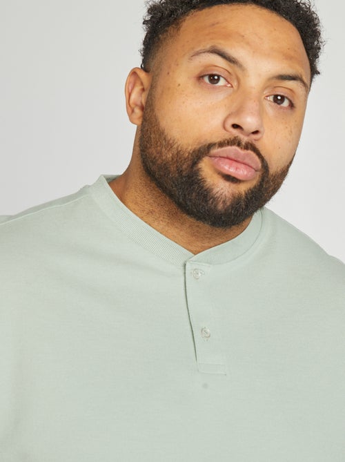 Polo com gola tunisina de manga curta - Kiabi