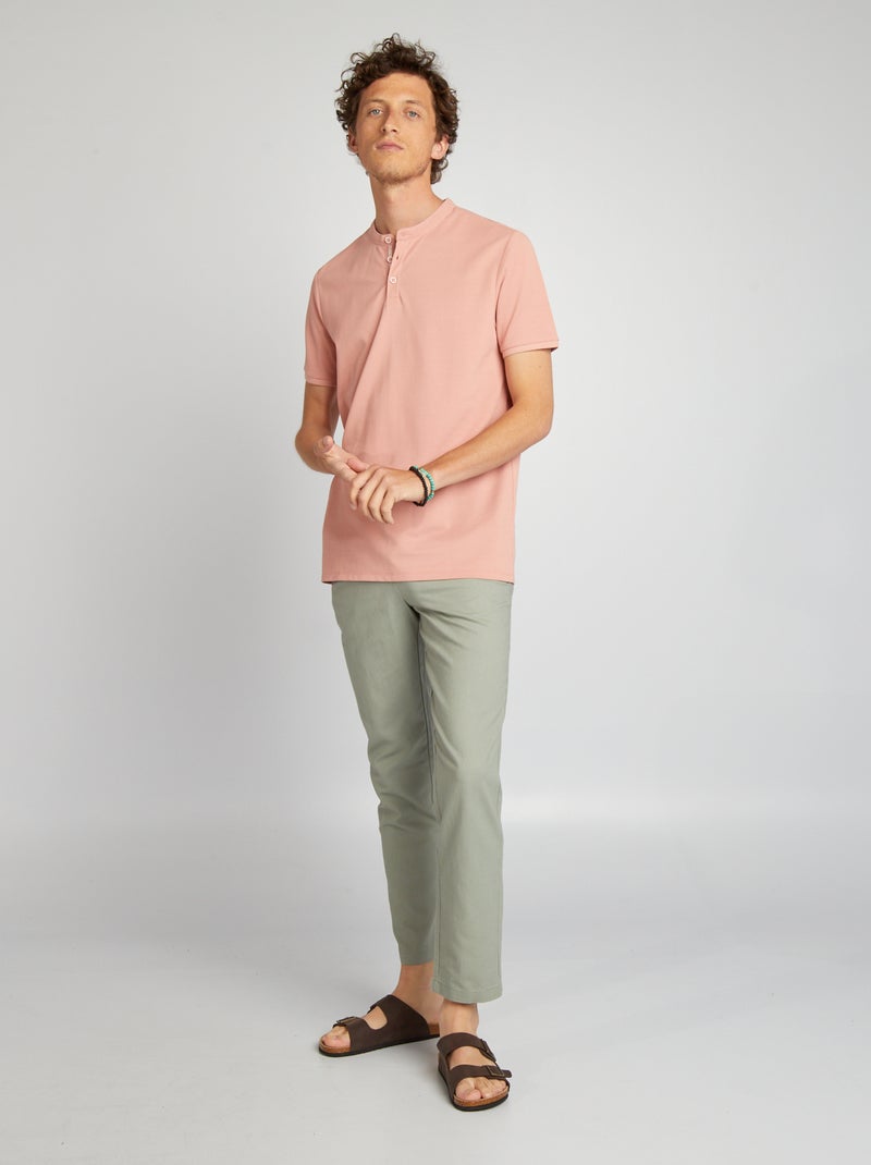 Polo com gola tunisina ROSA - Kiabi