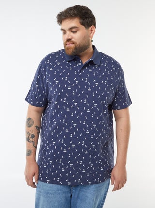 Polo com motivos em malha piqué