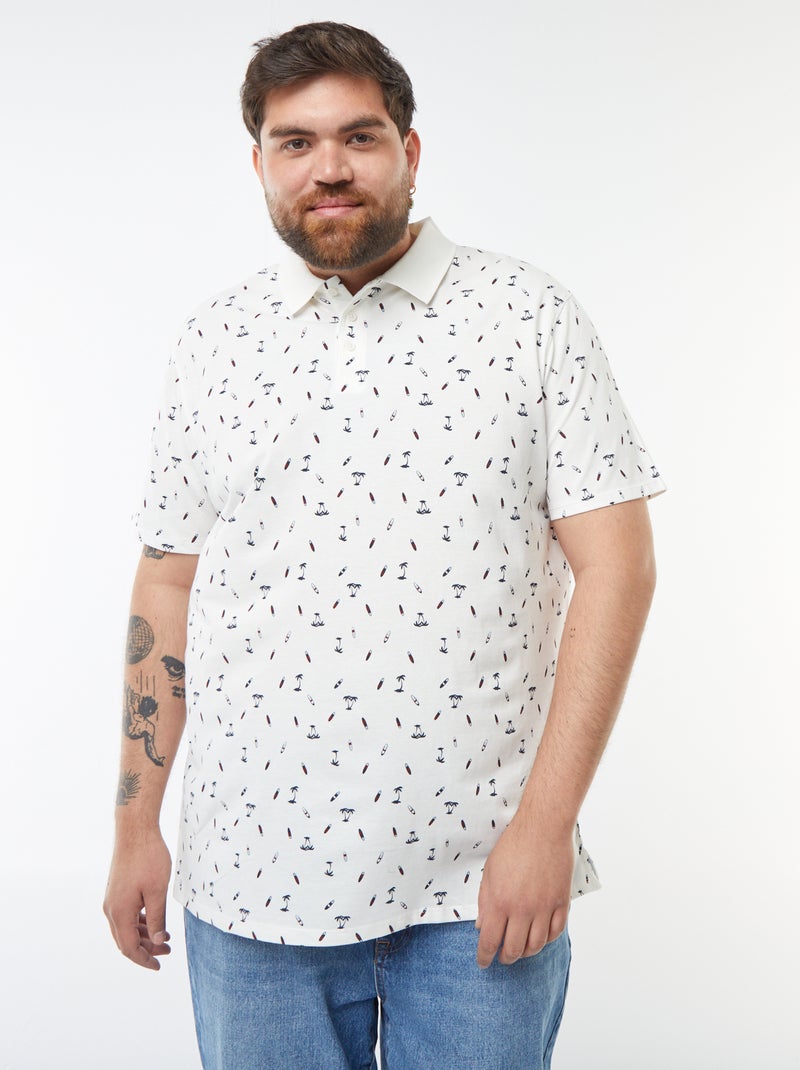 Polo com motivos em malha piqué Branco - Kiabi