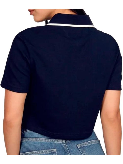 Polo Cropped Tommy Hilfiger Marine com Crachá para Mulher - Kiabi Polo Cropped Tommy Hilfiger Marine com Crachá para Mulher - Kiabi