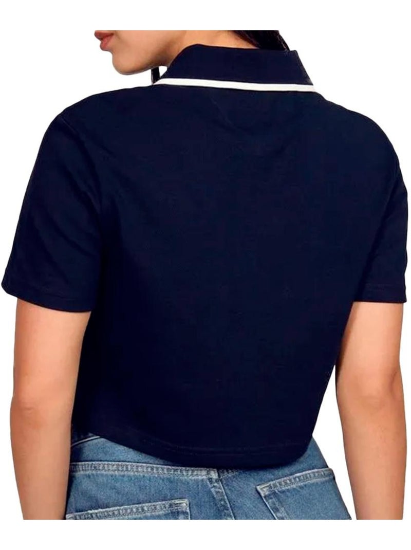 Polo Cropped Tommy Hilfiger Marine com Crachá para Mulher Azul-marinho - Kiabi
