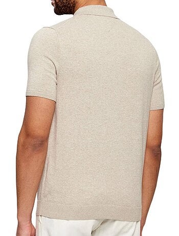 Polo de algodão bege essencial para homem tommy hilfiger