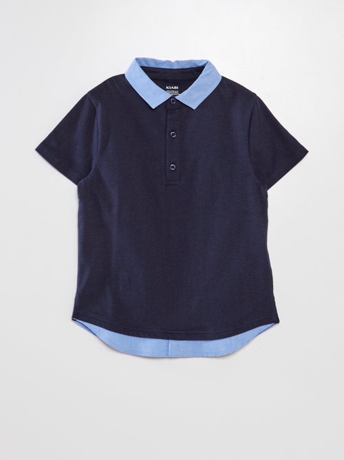 Polo de algodão com colarinho contrastante - Kiabi