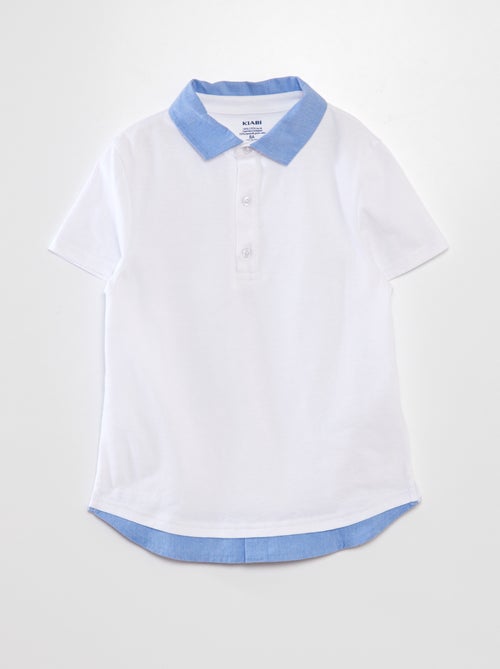 Polo de algodão com colarinho contrastante - Kiabi
